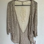 Wallflower Cream Knit Cardigan Kimono Sweater Size XL Tan Photo 2