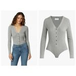đź’•FAVORITE DAUGHTERđź’• Bodysuit Knit Cardigan Long Sleeve ~ Moth Gray XS NWT Photo 1