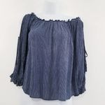 American Eagle AEO  Pinstripes Cold Shoulder Blouse Photo 0