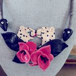 Artisan Vintage  made polymer clay kissing leopards necklace Photo 1