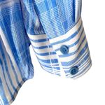 Diane Von Furstenberg  Carter Blue White Plaid Sheer Button Down Shirt size 8 Photo 5