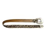 Western Belt Leopard Calf Hair Studded Silver Amber Small Tan Photo 2