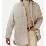 Banana Republic  Shacket Womens Medium Shirt Jacket Oatmeal 4 Pockets Minimalist Photo 2