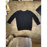 Vince Black Lightweight Semi-Sheer Cotton Crepe Knit 3/4 Sleeve Sweater Top M Photo 2