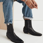 Madewell NEW Sz 8 The Idris Ankle Boot Black Leather Western Square Toe NX431 Photo 0