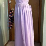 NWOT lavender one shoulder bridesmaid dress with side cutout and slit size 2 Purple Photo 3