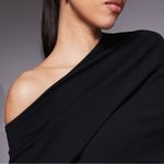 ASOS Black Pleated Shoulder Midi Pencil Dress - Size: 6 Photo 9