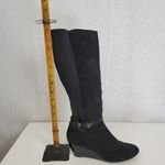 Dana Buchman Womens Boots Size 6.5 Black Suede Wedge Heel Knee High Side Zip Photo 11