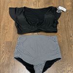 Retro Stage Black and White Striped Bikini Set 50s pin up size 1XL Photo 0