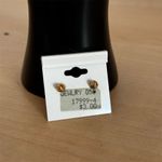 Vintage Claire's Peachy Pink Enamel Stud Earrings Gold Photo 4