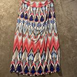 Cato  Skirt Women's Size 14/16W Plus Maxi Red Blue Abstract Artsy  Long Stretch Photo 0