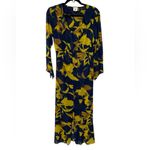 CAbi Midnight Dress Style 4242 Navy Blue Gold Floral Midi Dress Size SMALL Photo 3