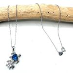 Sterling Silver Mom and Baby Turtle CZ Heart Necklace Silver Photo 0