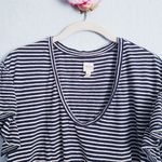 Rebecca Taylor La Vie  Black and White Striped V-neck Ruffle Tee Photo 2