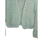 Handmade Mint Green Scalloped Edge Crochet Knit Cropped Cardigan Sweater Small Photo 5