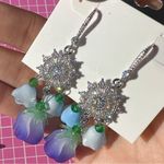 Nine West 2pc set necklace + earring blue gradient Morning Glory crystal paved Photo 3