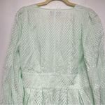 Something Navy  Pastel Green Long Sleeve V Neck Button Front Blouse M Photo 7
