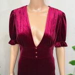 Elegant Burgundy Red Velvet Dress Retro New Size M Photo 3