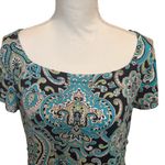 Charter Club Shift Dress size medium Multi Paisley Nylon Short Sleeve Round Neck Photo 2