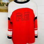 P.E. Nation Oversized Hockey Jersey 3/4 Sleeve Orange White Size Medium Photo 2