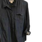 Liz Claiborne Dark blue Denim Tunic Half Button long sleeve Quarter sleeve Fall Photo 1