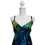Bailey blue  V-neck Peacock Feather Print Maxi Women's Dress Size Medium Photo 2