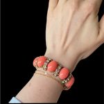 J.Crew NWT  coral stone bracelet with rhinestone spacers Photo 1