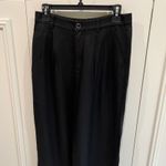 Loft Black Twill Wide Leg Pants Minimalist Career 100 % Lyocell Capsule Wardrobe Photo 1