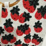 SOL + MER NWT Strawberry Beaded Viral Purse Handbag w Bamboo Handles White Strap Photo 13