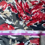 Christopher & Banks  V Neck Blouse Womens Medium Red Floral Print Business Chifon Photo 9