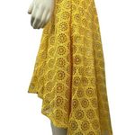 Boutique Beautiful Yellow Crocheted high low cold shoulder key hole dress size large Photo 8