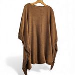 Marvelush Tan Fringe Poncho with Detachable Scarf One Size Boho Cozy Fall Layer Photo 4
