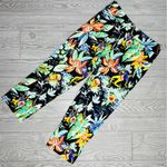 Vintage Finity Caribbean Tropical Hibiscus Floral Flower Print Capri Pants 4 Black Photo 4