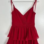 Mac Duggal Tiered Ruffle Empire Waist Chiffon Gown in Red Size US 4 Photo 4
