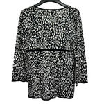 Michael Kors MICHAEL Micheal Kors Black and White Animal Print Wrap Surplice Sweater Small Photo 8