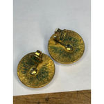 Trifari Vintage Round Gold-Tone Clip-On Earrings With White Enamel Accents Triaf Photo 2