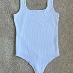 Abercrombie & Fitch White Ribbed Tank Bodysuit in Women's Medium Photo 0