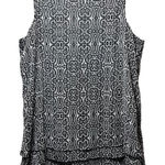 Fever Top Large Black White Print Sleeveless Layered Tunic Blouse Lined Sheer Photo 0