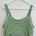Torrid NEW NWT 1 Plus Size Stretch Mesh Cropped Shirred Cami Mint Green Floral Photo 3