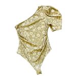 Free People Bohemian One Shoulder Puff Sleeve Floral Bodysuit Beige Women’s S Photo 2