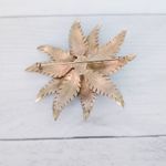 Vintage Brooch 3" Very Large Satin Enamel Leaf Flower Brooch Statement Blue Photo 2