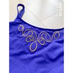 Vintage 80s Swimsuit One Piece Purple Gold Size Medium Modest Fit Pool USA Made Photo 5