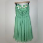 Halston Heritage  Meadow Embellished Mint Green Strapless Chiffon Mini Dress 6 Photo 9
