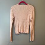 White + Warren Cardigan Desert Pink Cableknit Cotton Crewneck Cardigan Sz L EUC Size L Photo 5