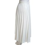 Vintage White 70s Preppy Pleated Polyester Pull On Midi Skirt Size 12 Photo 6