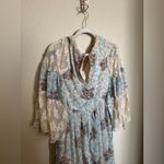 American Vintage Vintage 70s Prairie Floral Boho Maxi Dress Wide Lace Sleeves Sz Small Gunne Sax Photo 4
