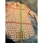 Tizzie Shirt Women L Orange Pink Geometric Print Button Down Long Sleeve Stretch Size L Photo 8