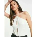 Topshop NWT Cream Ribbed Marquis Cutout Bodysuit, size M Photo 2