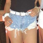 Signature 8   Light Wash Ripped Jean Shorts Photo 1