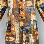Vintage Brown & Gold Stained Glass Patchwork Shirt Midi Dress Size M Photo 3